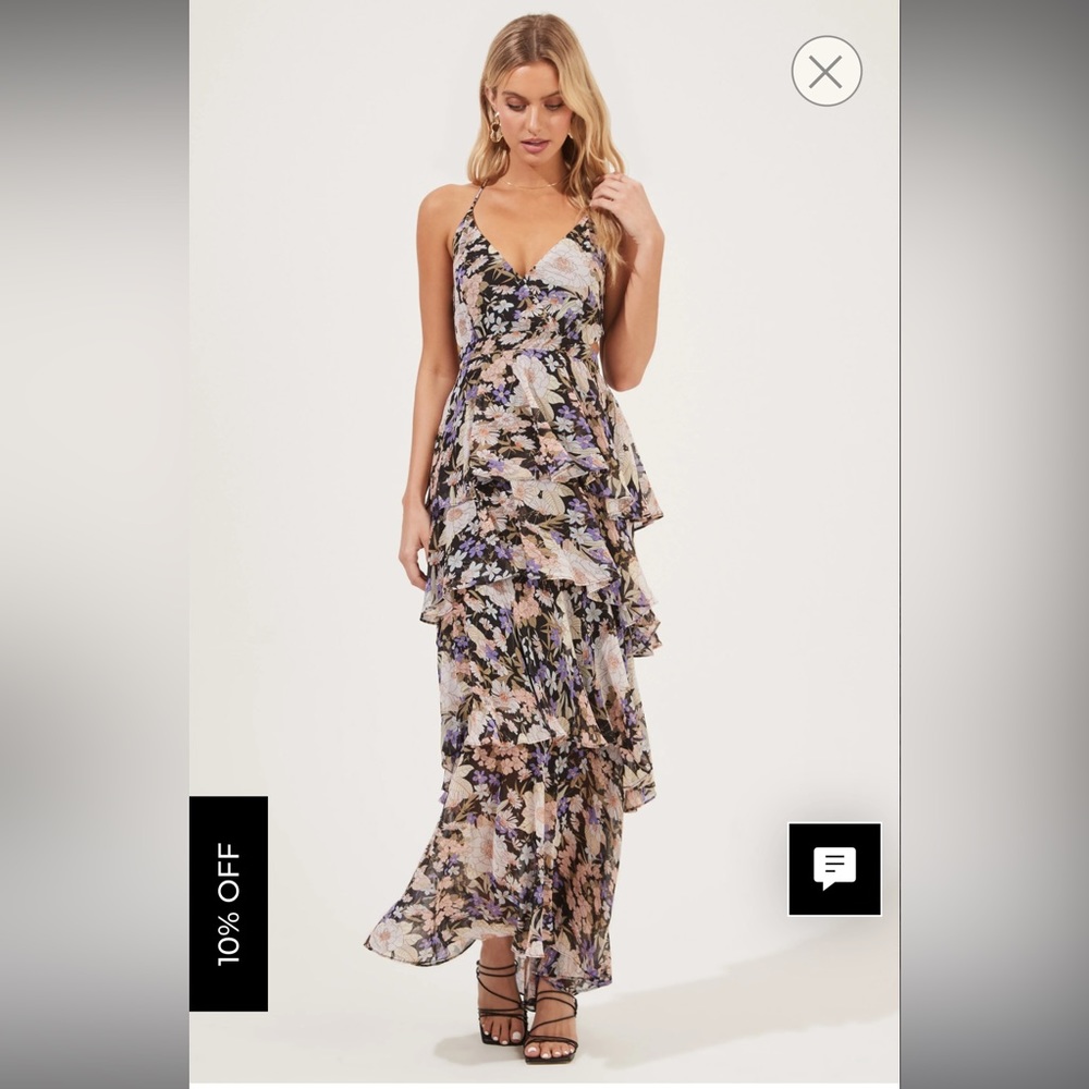ASTR Rosana Floral Tiered Ruffle Maxi Dress Size Small